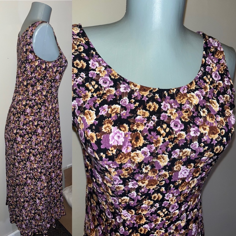 Vintage All That Jazz ankle Dress Women Black Floral Sleeveless Scoop Ne… - Picture 6 of 9